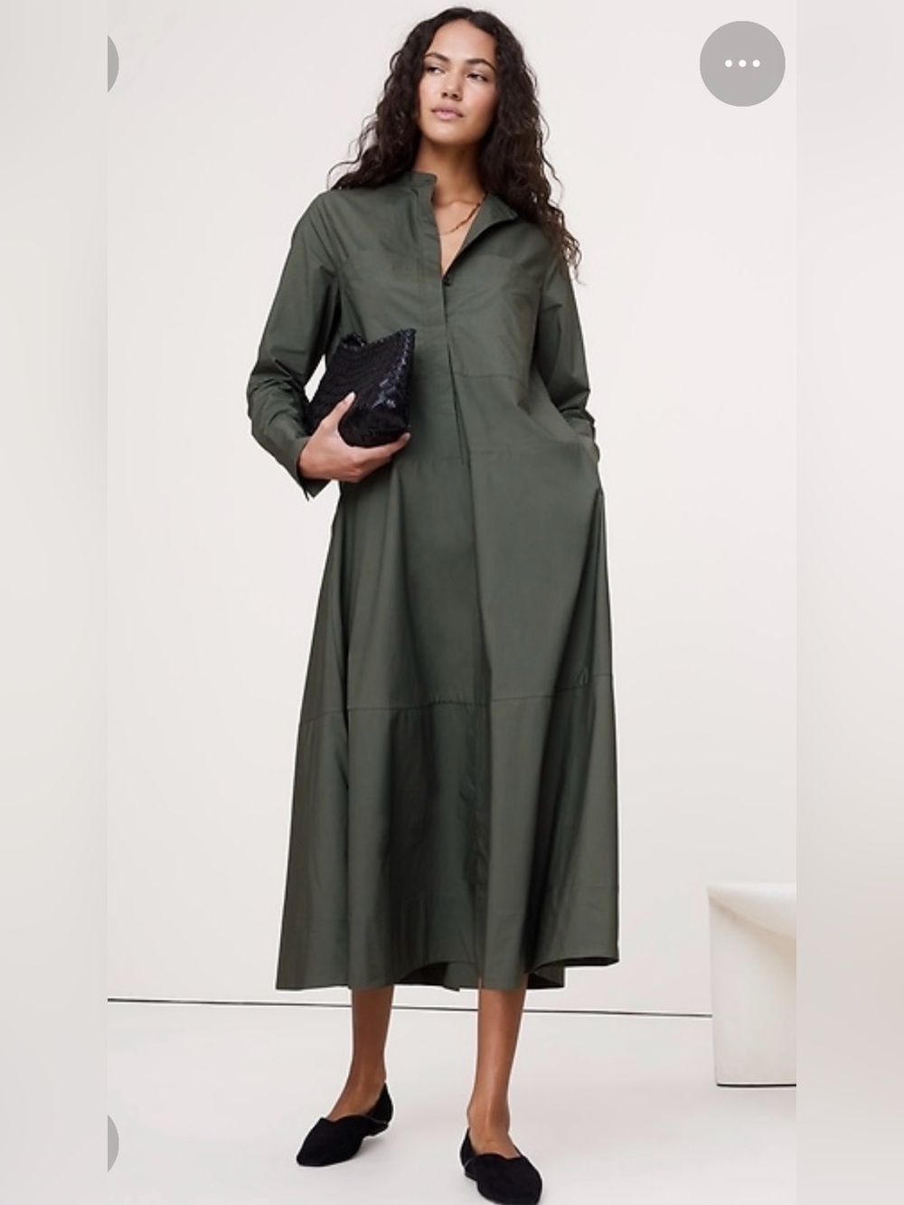 NWT Banana Republic Cotton Trapeze Shirt Yosemite Green Dress Sz Small (#852067)